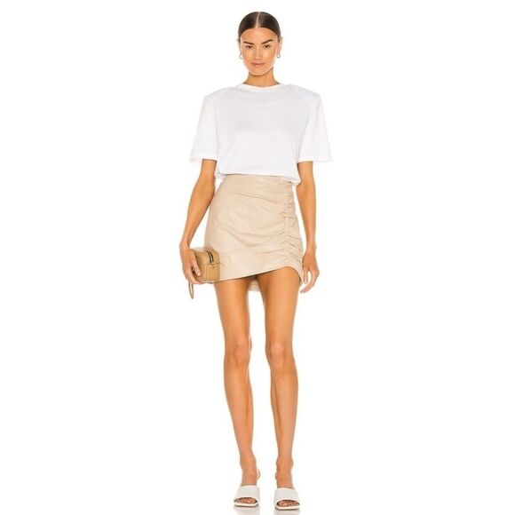 Lamarque X Revolve ~ Aricia Skirt Leather Ruched Back Zip - Picture 1 of 10